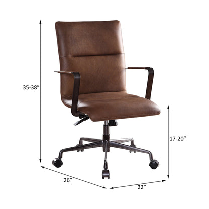 Indra Vintage Chocolate Top Grain Leather Office Chair - 1st Choice Furniture Direct
