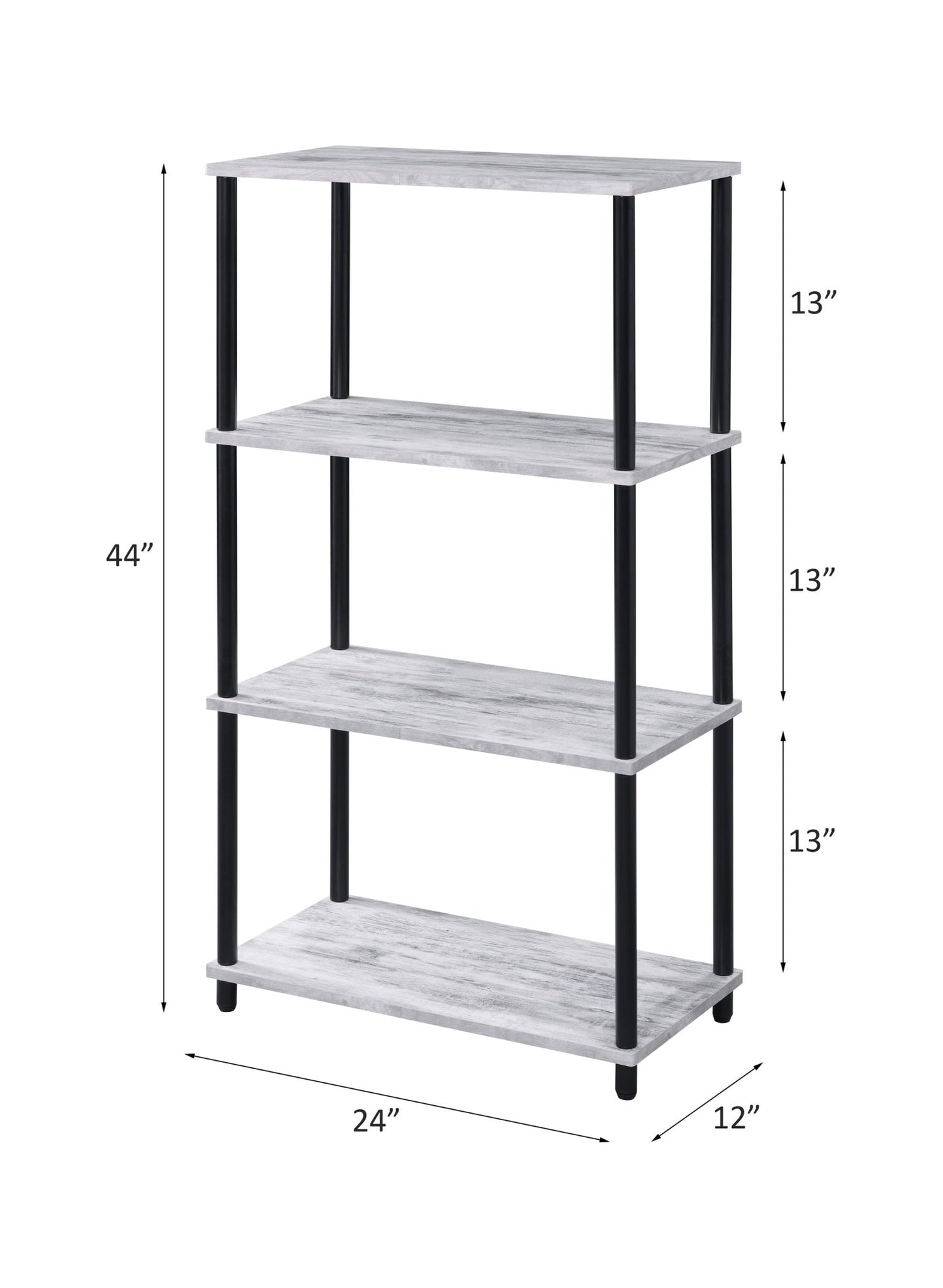 Industrial 4 Shelf Bookcase | Antique White Metal Bookshelf - 1st Choice Furniture Direct