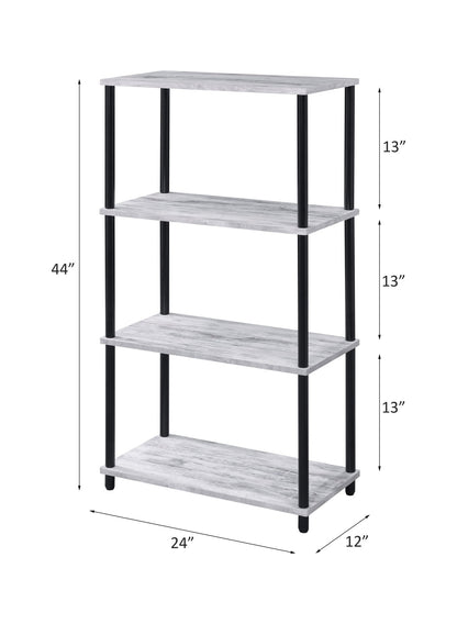 Industrial 4 Shelf Bookcase | Antique White Metal Bookshelf - 1st Choice Furniture Direct