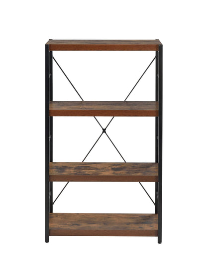 Industrial 4-Shelf Bookcase with Weathered Oak Finish - 1st Choice Furniture Direct