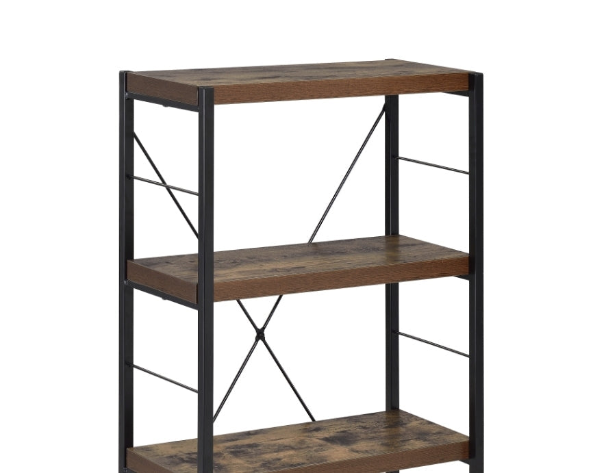 Industrial 4-Shelf Bookcase with Weathered Oak Finish - 1st Choice Furniture Direct