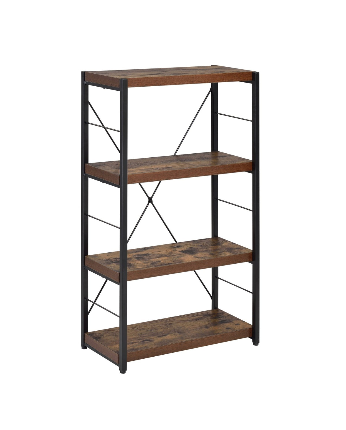 Industrial 4-Shelf Bookcase with Weathered Oak Finish - 1st Choice Furniture Direct