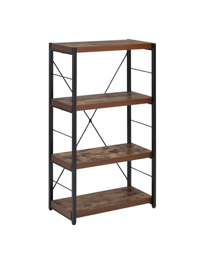 Industrial 4-Shelf Bookcase with Weathered Oak Finish - 1st Choice Furniture Direct