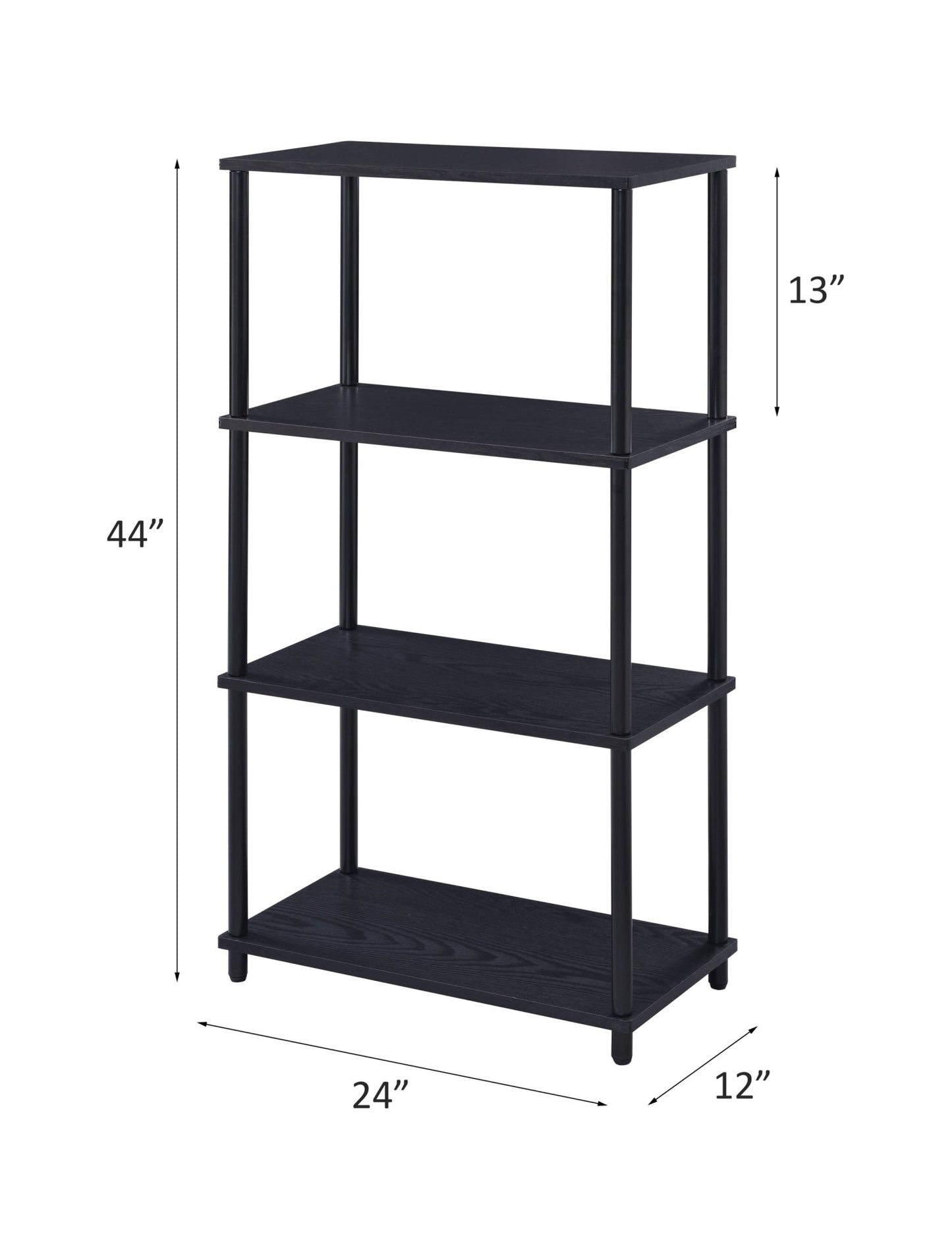 Industrial 4-Tier Bookcase | Metal & Wood Open Bookshelf - 1st Choice Furniture Direct