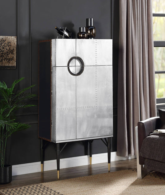 Industrial Aluminum Bar Cabinet | Aviation Style Storage Console - 1st Choice Furniture Direct