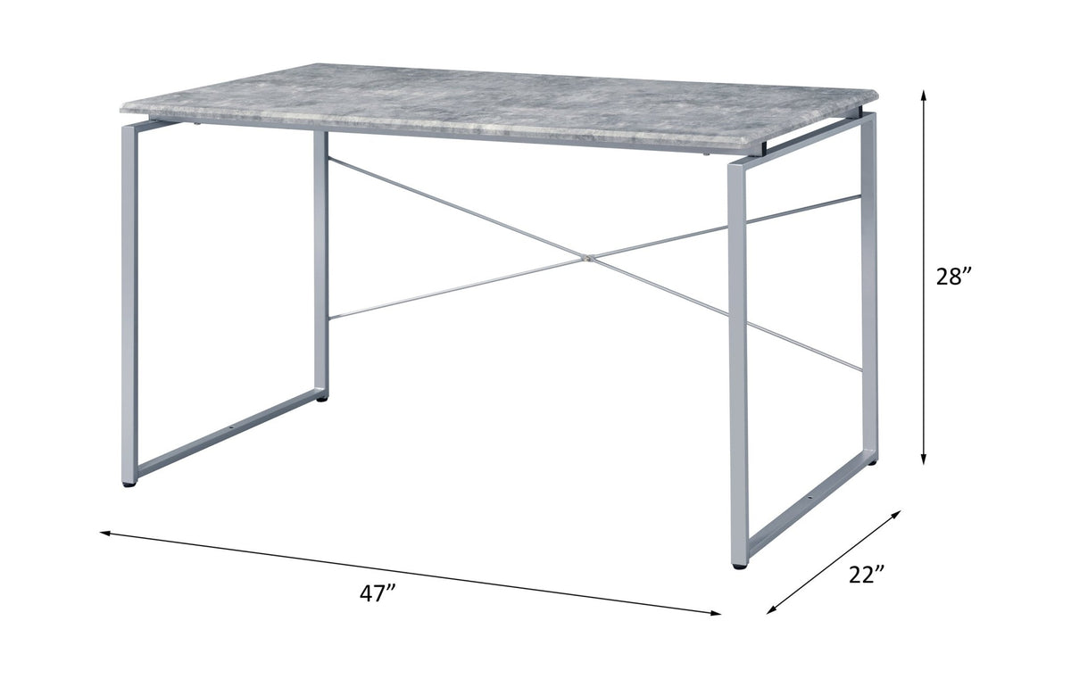 Industrial Faux Concrete Writing Desk with Metal Frame - 1st Choice Furniture Direct
