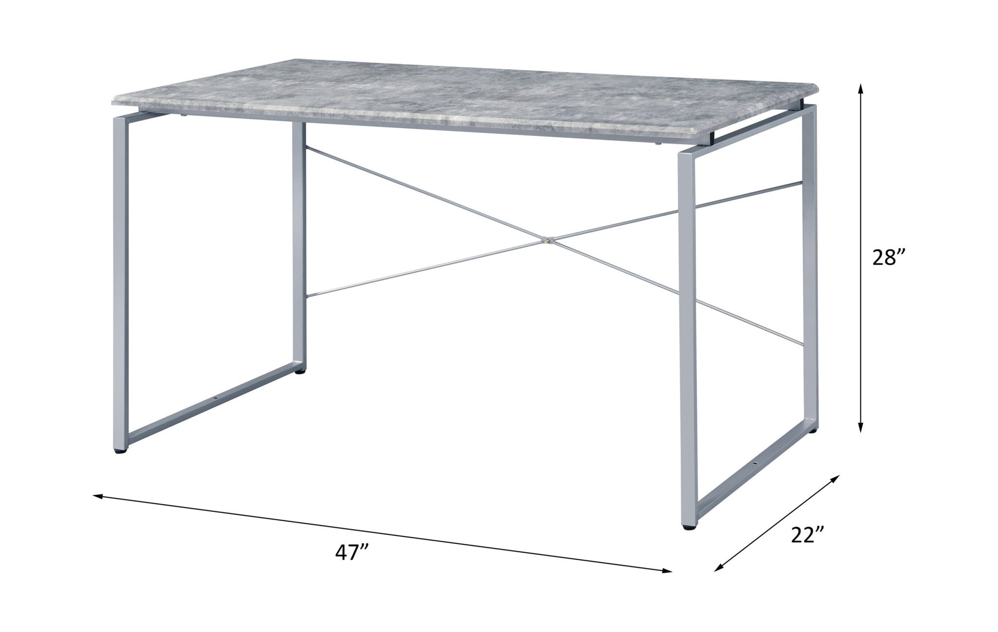 Industrial Faux Concrete Writing Desk with Metal Frame - 1st Choice Furniture Direct