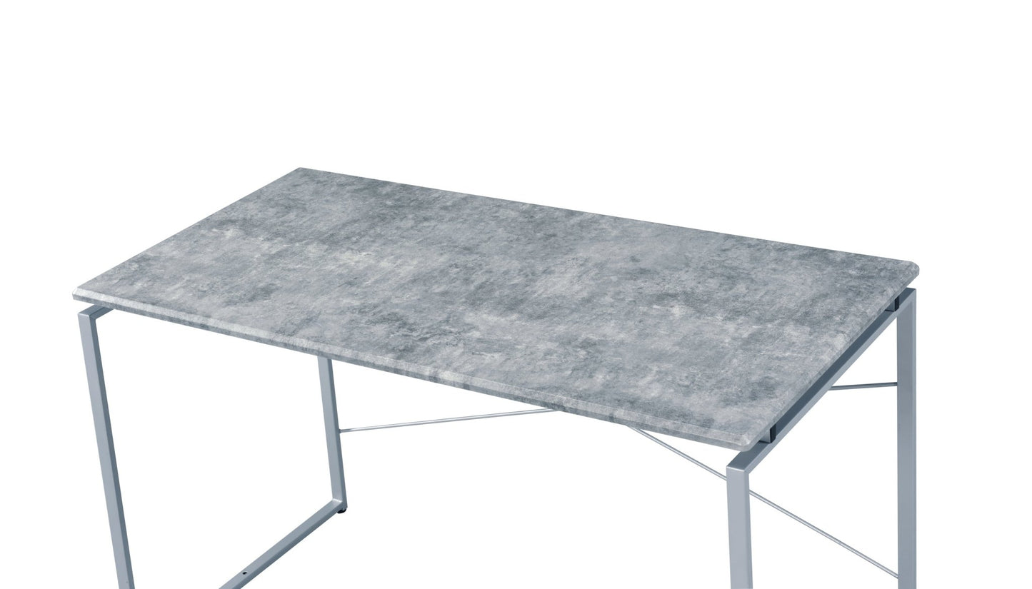 Industrial Faux Concrete Writing Desk with Metal Frame - 1st Choice Furniture Direct