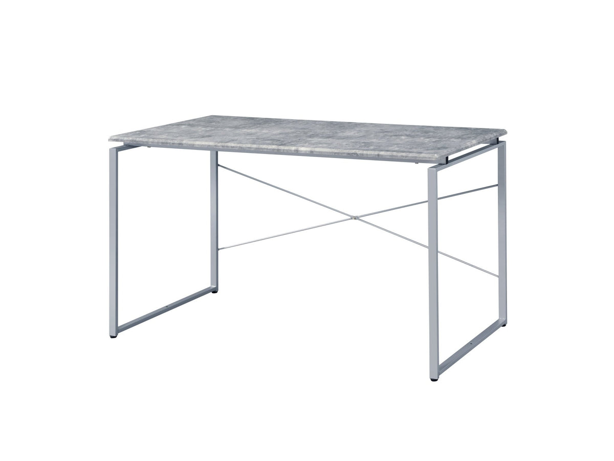 Industrial Faux Concrete Writing Desk with Metal Frame - 1st Choice Furniture Direct