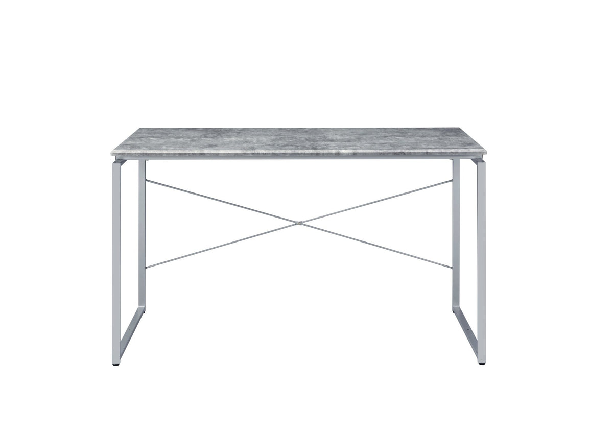 Industrial Faux Concrete Writing Desk with Metal Frame - 1st Choice Furniture Direct