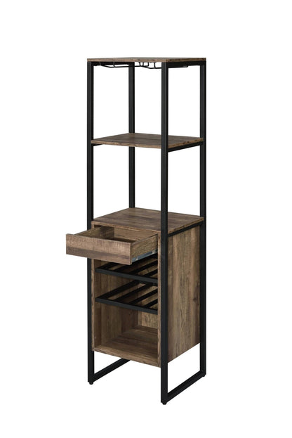 Industrial Oak Wine Rack Cabinet with Stemware Storage - 1st Choice Furniture Direct