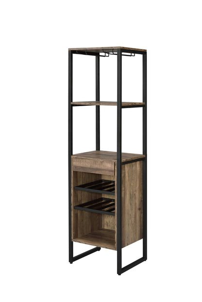 Industrial Oak Wine Rack Cabinet with Stemware Storage - 1st Choice Furniture Direct