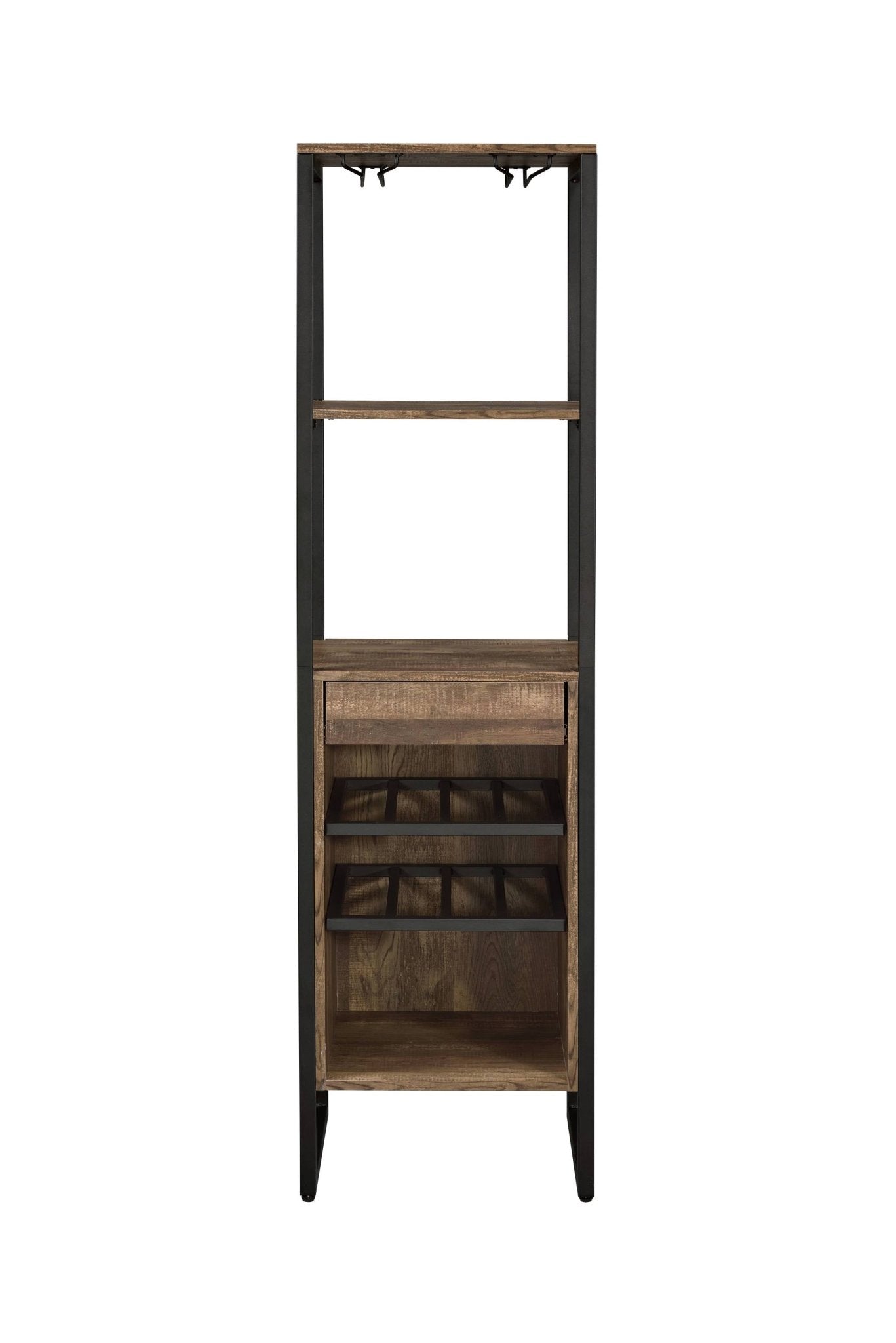 Industrial Oak Wine Rack Cabinet with Stemware Storage - 1st Choice Furniture Direct
