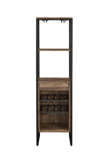 Industrial Oak Wine Rack Cabinet with Stemware Storage - 1st Choice Furniture Direct