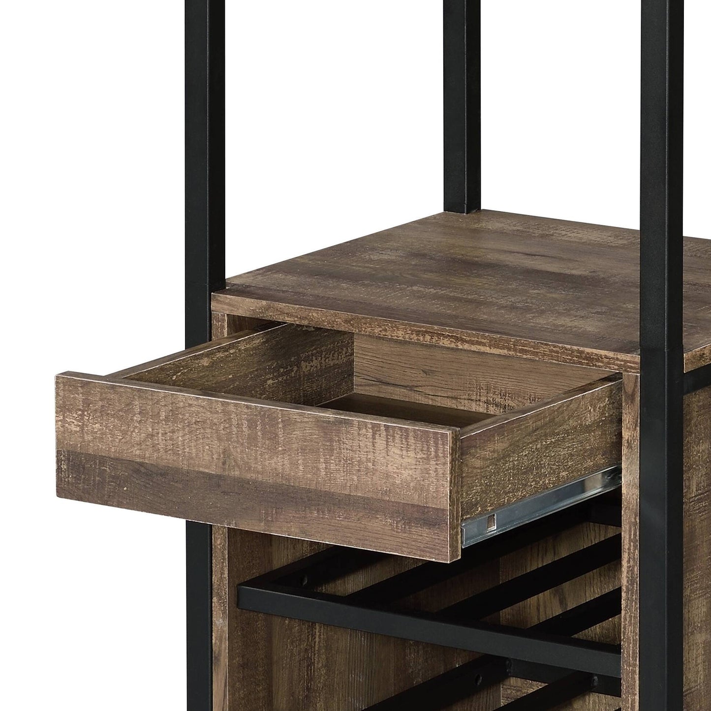 Industrial Oak Wine Rack Cabinet with Stemware Storage - 1st Choice Furniture Direct