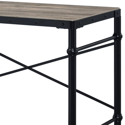 Industrial Oak Writing Desk with Rolling Wheels - 1st Choice Furniture Direct