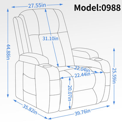 Infinite Position Single Motor Up to 350 LBS Power Lift Recliner Chair for Elderly, Heavy Duty Motion Mechanism with 8-Point Vibration Massage and Lumbar Heating, USB Charging Port, Cup Holders, Brown - 1st Choice Furniture Direct