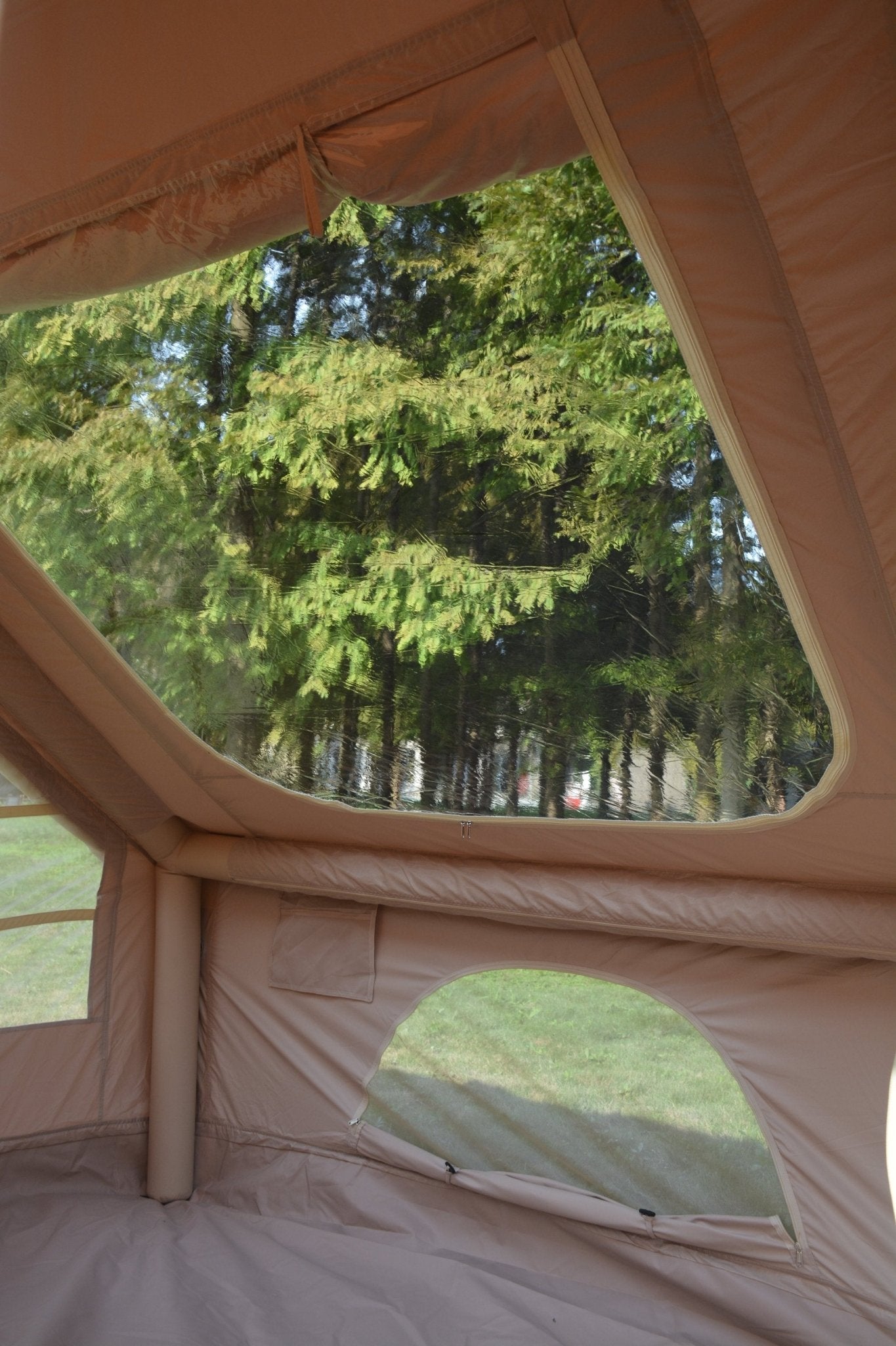 Inflatable Camping Tent Easy Setup 4 Season Glamping Tent with High Performance Inflatable Structure 4 - 6 Persons Waterproof Windproof Outdoor Self - Supporting Blow up Tent Air Tent Portable House Beige - 1st Choice Furniture Direct