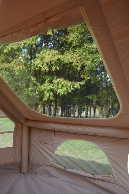 Inflatable Camping Tent Easy Setup 4 Season Glamping Tent with High Performance Inflatable Structure 4 - 6 Persons Waterproof Windproof Outdoor Self - Supporting Blow up Tent Air Tent Portable House Beige - 1st Choice Furniture Direct