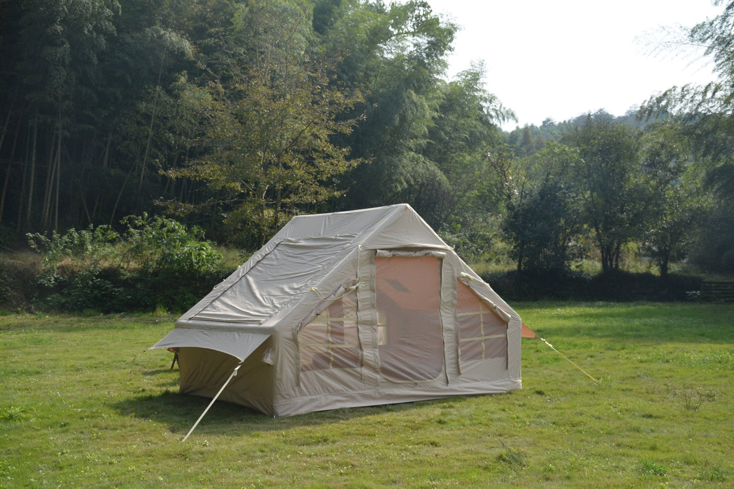 Inflatable Camping Tent Easy Setup 4 Season Glamping Tent with High Performance Inflatable Structure 4 - 6 Persons Waterproof Windproof Outdoor Self - Supporting Blow up Tent Air Tent Portable House Beige - 1st Choice Furniture Direct