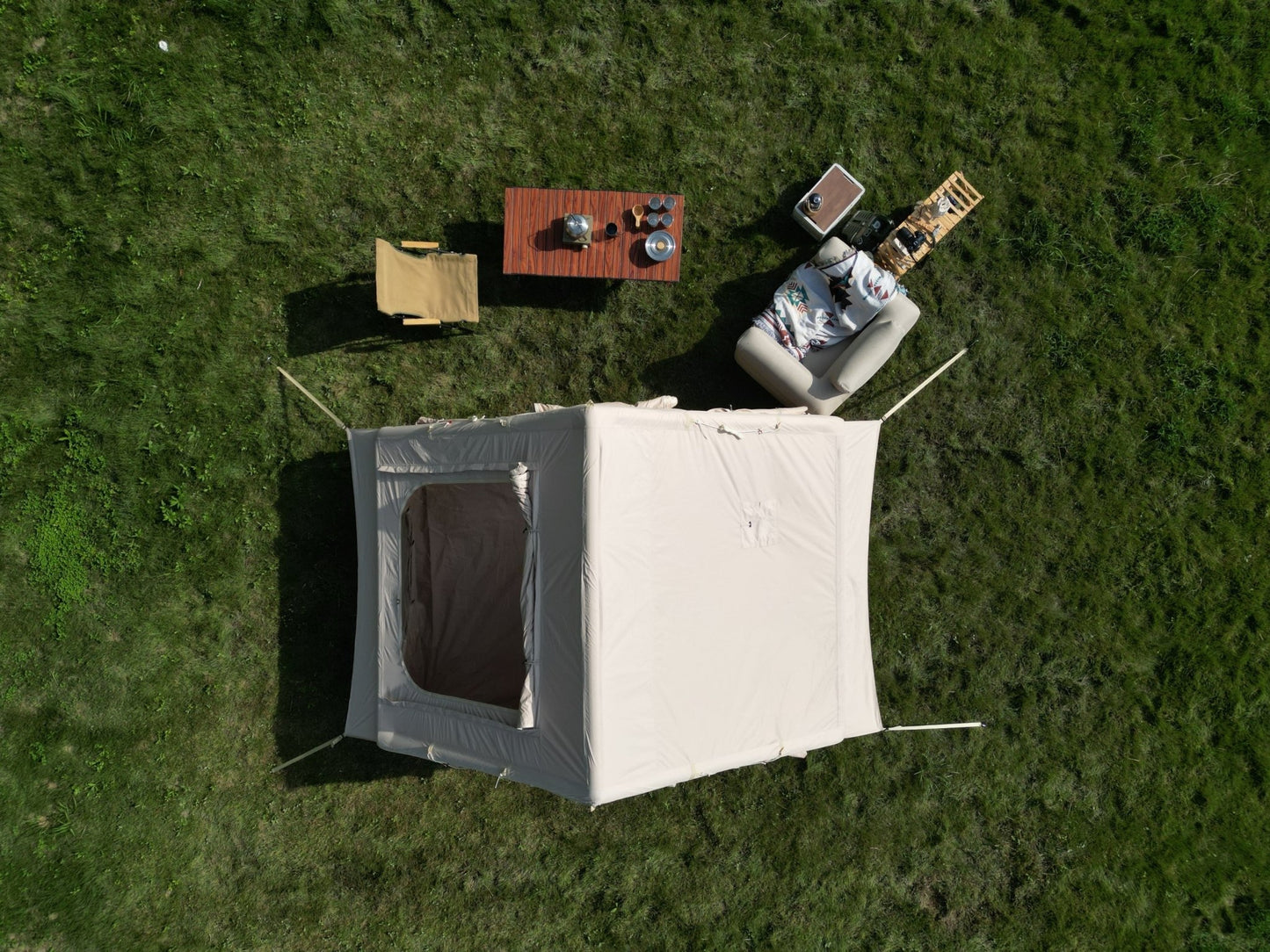 Inflatable Camping Tent Easy Setup 4 Season Glamping Tent with High Performance Inflatable Structure 4 - 6 Persons Waterproof Windproof Outdoor Self - Supporting Blow up Tent Air Tent Portable House Beige - 1st Choice Furniture Direct