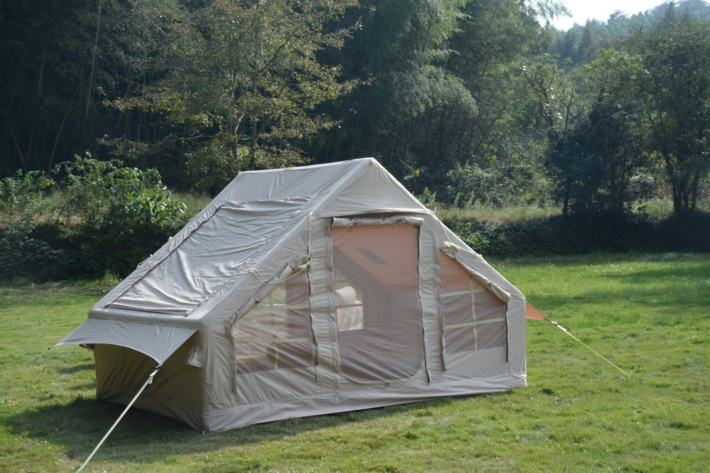 Inflatable Camping Tent Easy Setup 4 Season Glamping Tent with High Performance Inflatable Structure 4 - 6 Persons Waterproof Windproof Outdoor Self - Supporting Blow up Tent Air Tent Portable House Beige - 1st Choice Furniture Direct