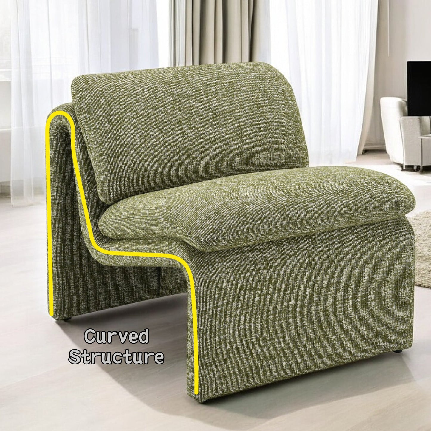 Innovative Elegance Jaeda Accent Chair in Curved Shape - 1st Choice Furniture Direct