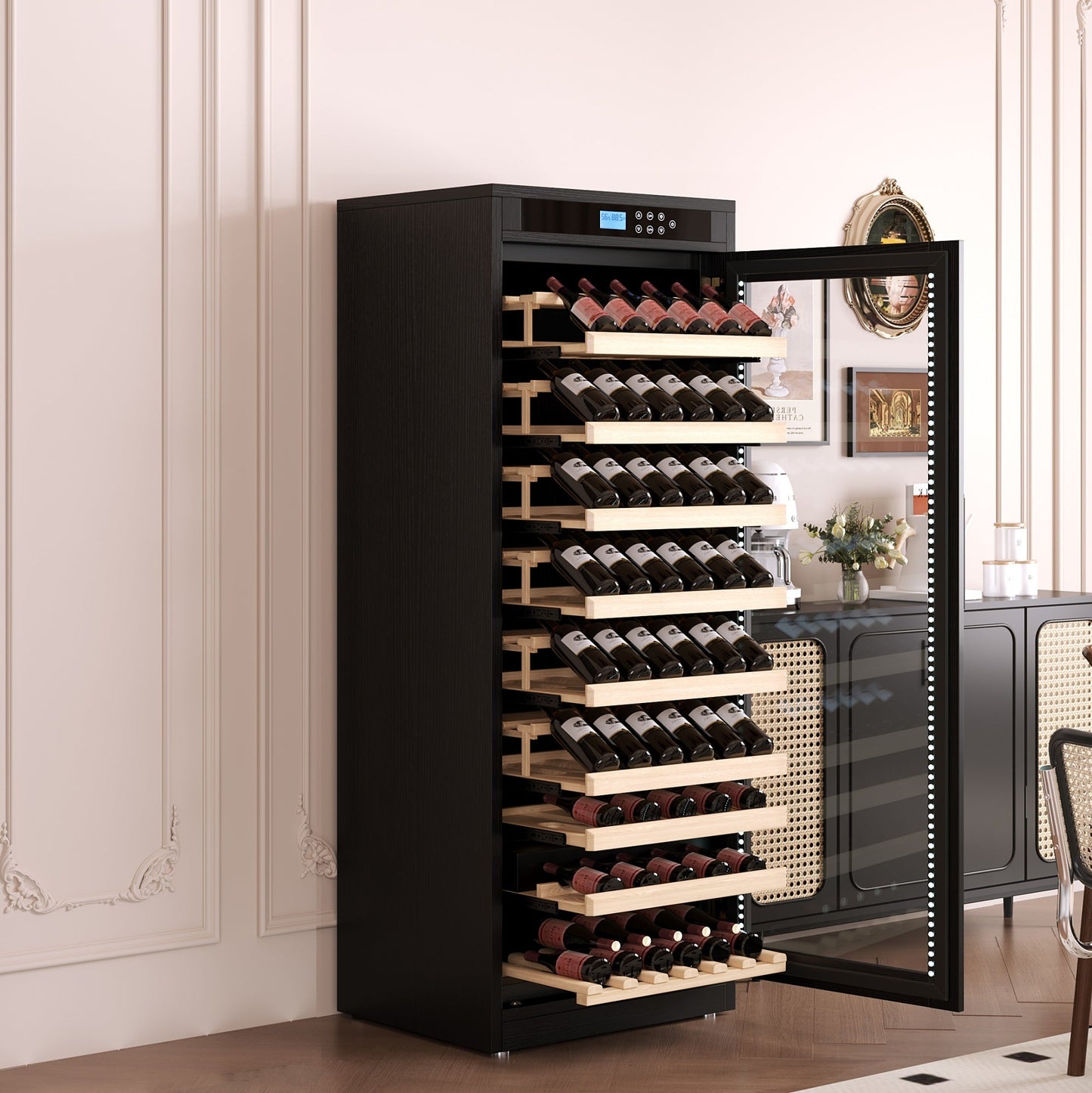 Intelligent Temperature-Controlled Multi-Tiered Black Grape Wine Cabinet - 1st Choice Furniture Direct