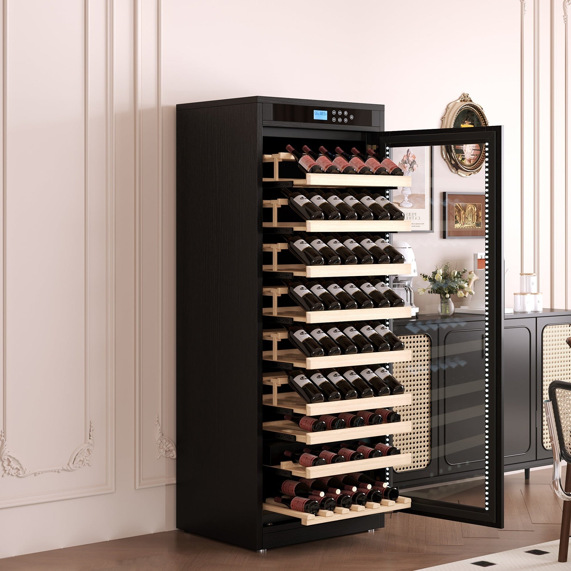 Intelligent Temperature-Controlled Multi-Tiered Black Grape Wine Cabinet - 1st Choice Furniture Direct