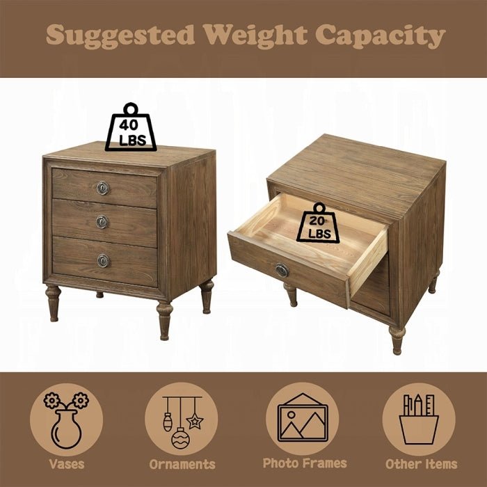 Inverness Reclaimed Oak Finish Nightstand - 1st Choice Furniture Direct