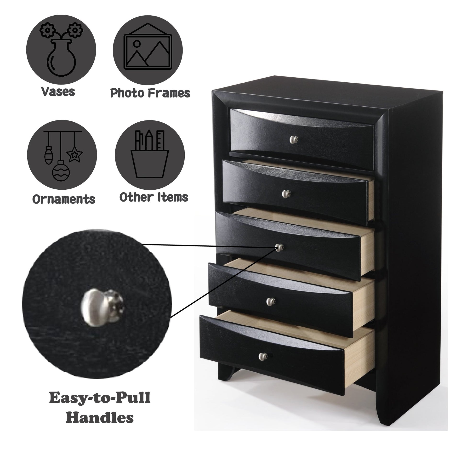 Ireland Black Finish Chest - 1st Choice Furniture Direct