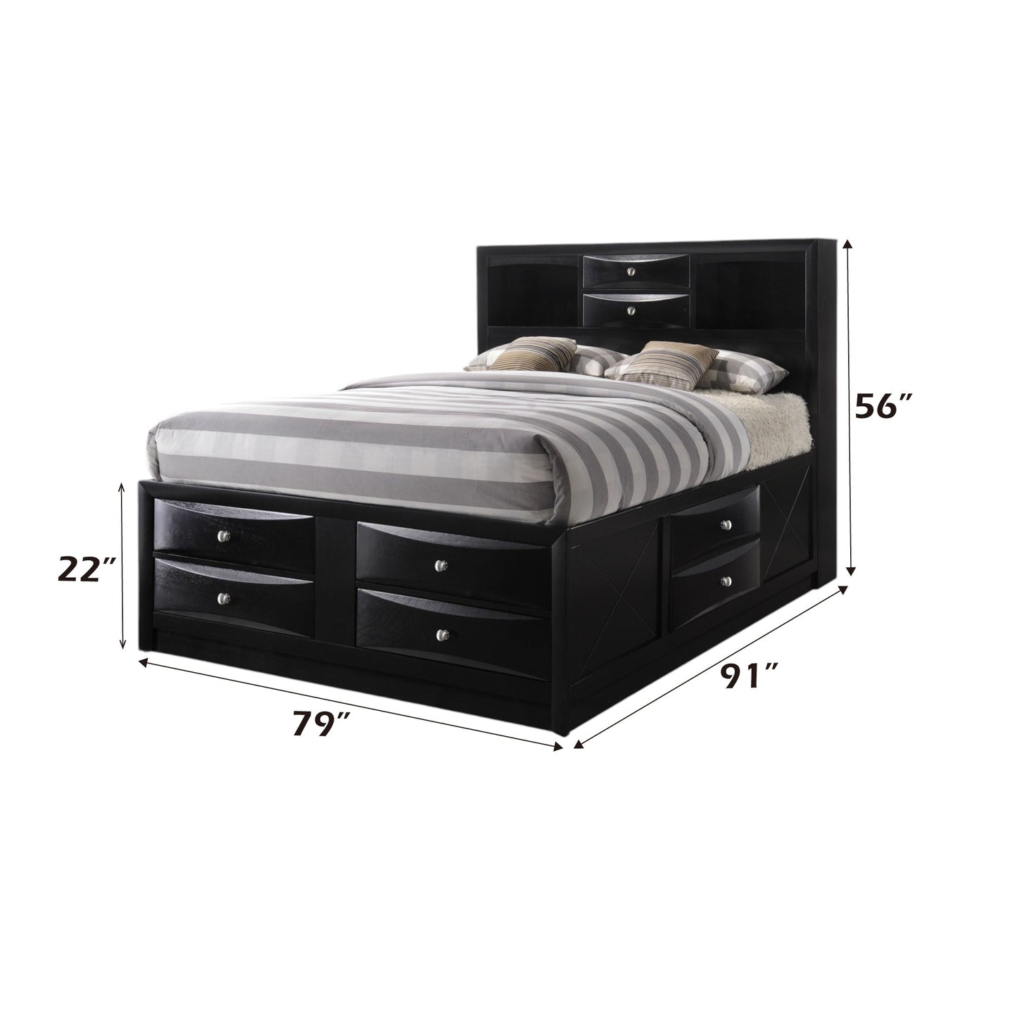 Ireland Black Finish EK Bed W/Storage - 1st Choice Furniture Direct