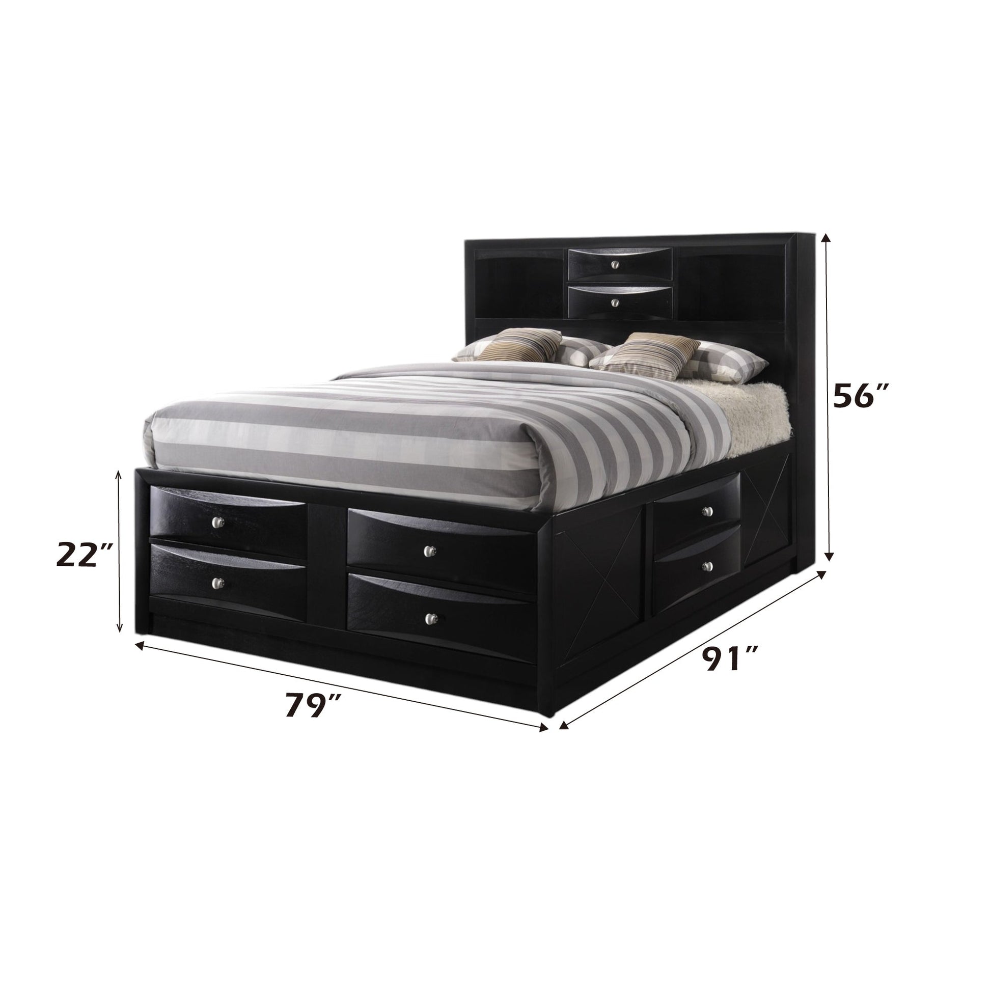 Ireland Black Finish EK Bed W/Storage - 1st Choice Furniture Direct