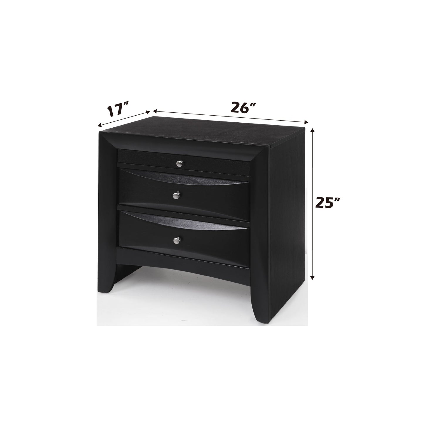 Ireland Black Finish Nightstand - 1st Choice Furniture Direct