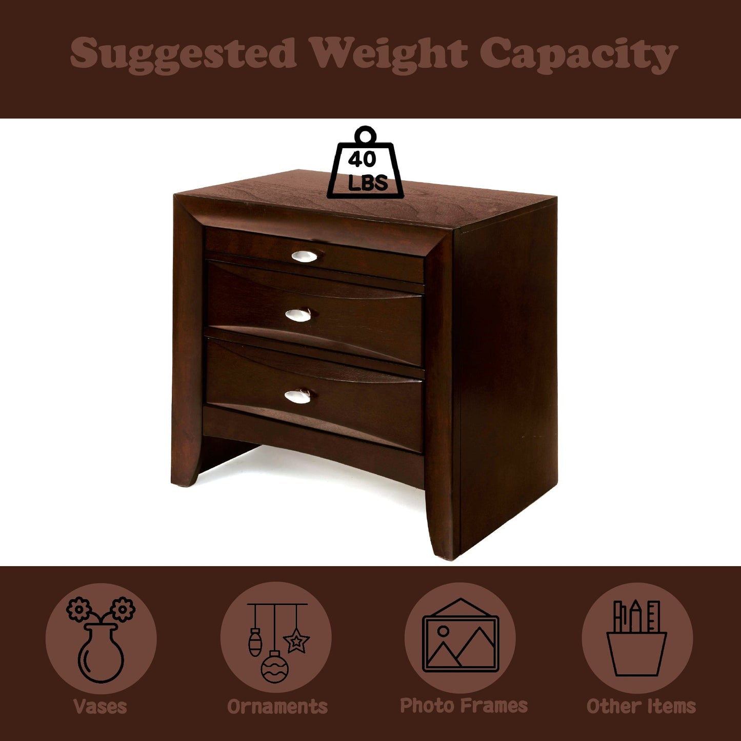 Ireland Espresso Finish Nightstand - 1st Choice Furniture Direct