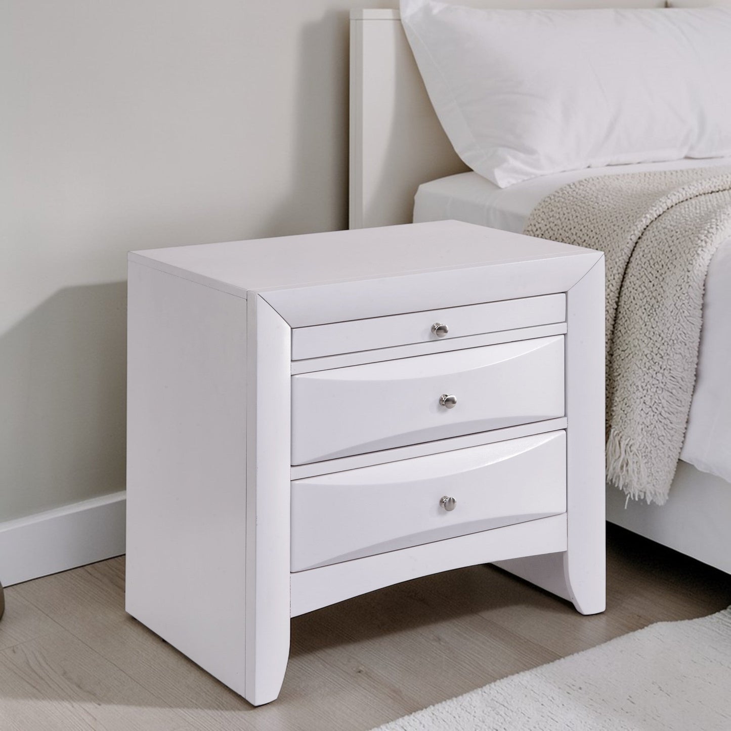 Ireland White Finish Nightstand - 1st Choice Furniture Direct