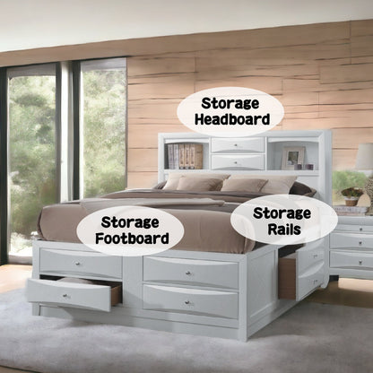 Ireland White Finish Queen Bed W/Storage - 1st Choice Furniture Direct