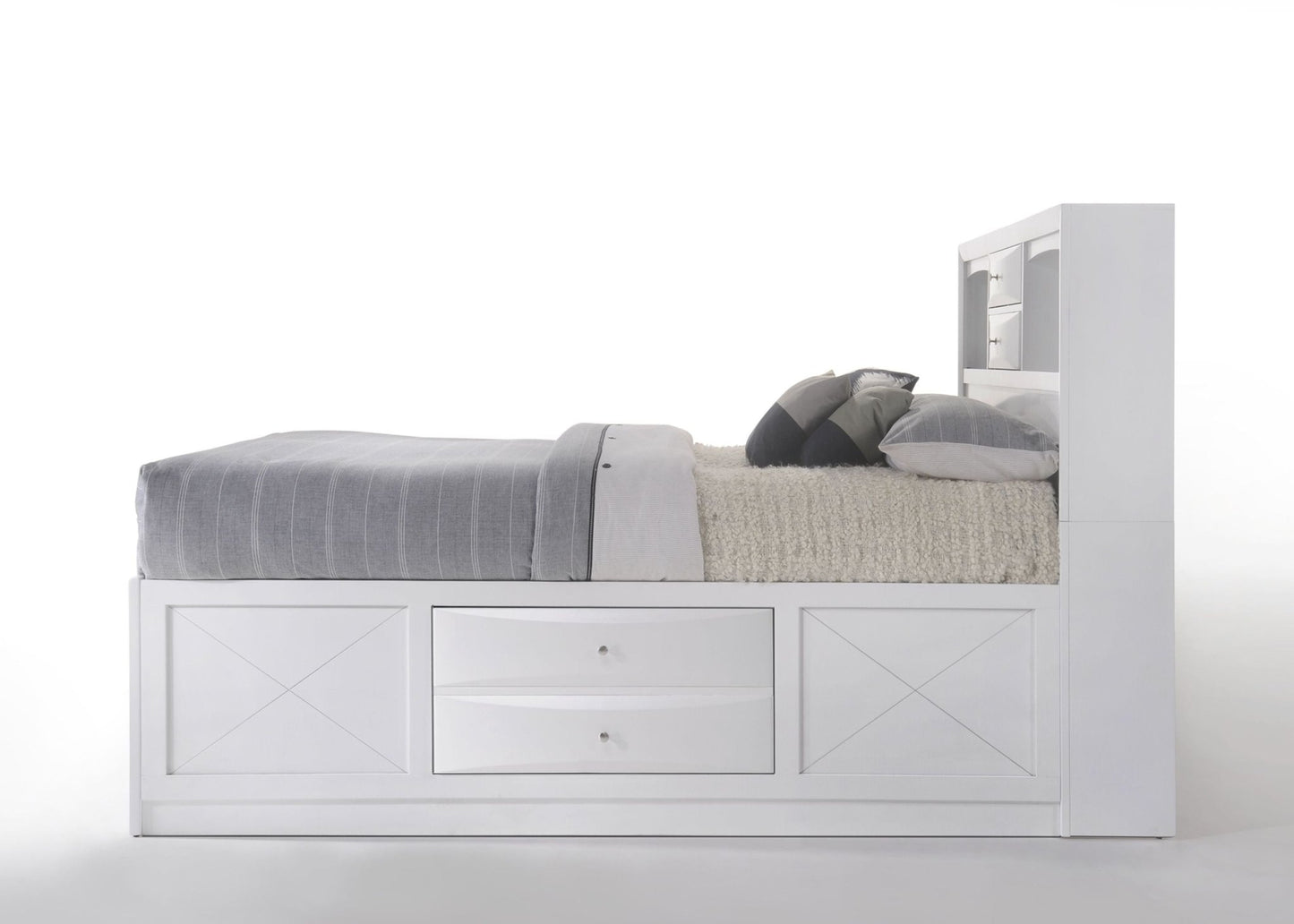 Ireland White Finish Queen Bed W/Storage - 1st Choice Furniture Direct
