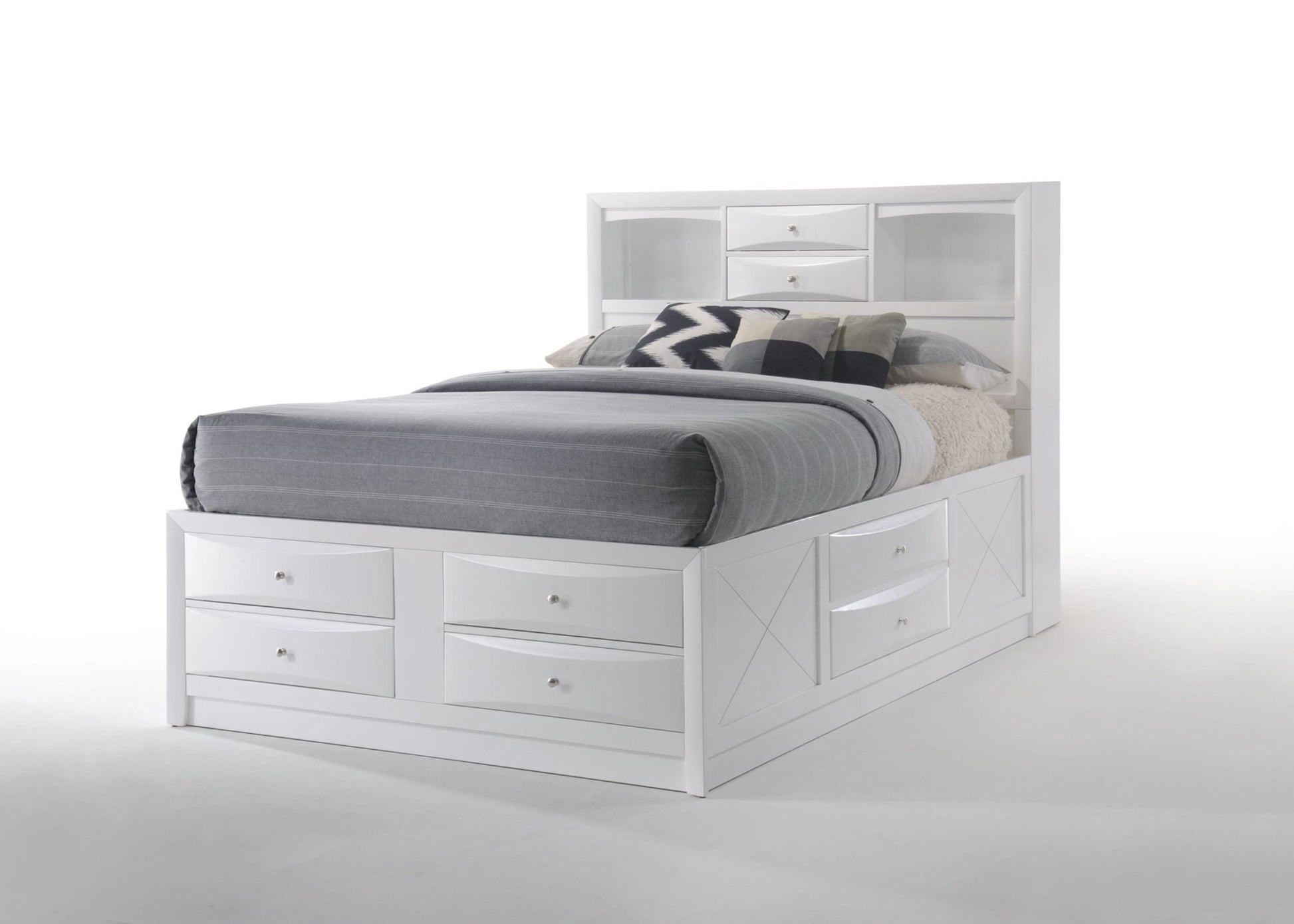 Ireland White Finish Queen Bed W/Storage - 1st Choice Furniture Direct
