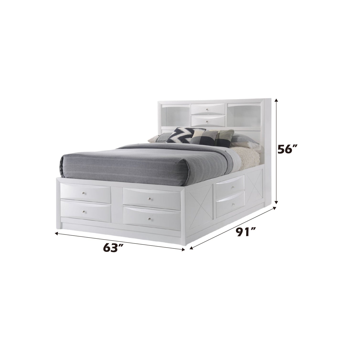 Ireland White Finish Queen Bed W/Storage - 1st Choice Furniture Direct