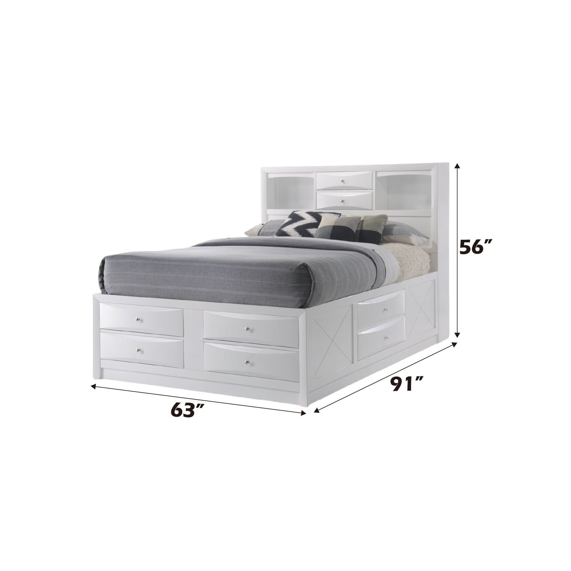 Ireland White Finish Queen Bed W/Storage - 1st Choice Furniture Direct