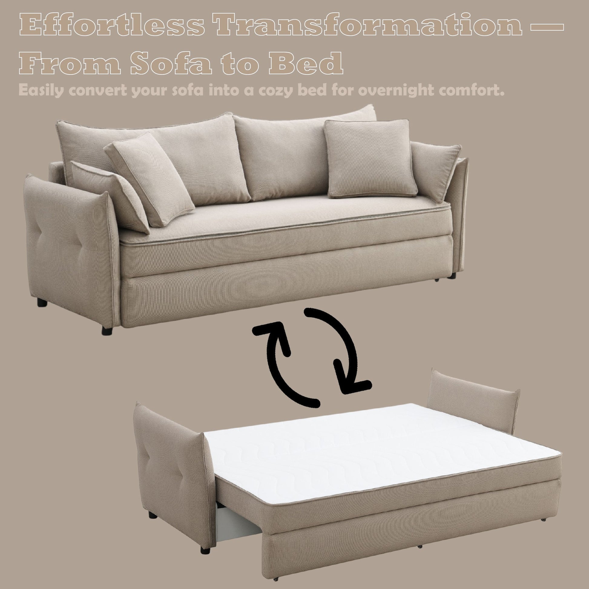 Irina Beige Fabric Sofa W/Sleeper - 1st Choice Furniture Direct