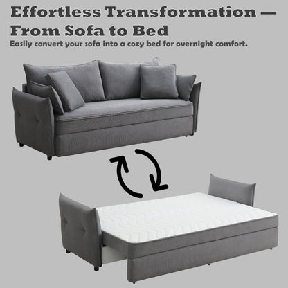Irina Gray Fabric Sofa W/Sleeper (Toss Pillows Included) - 1st Choice Furniture Direct