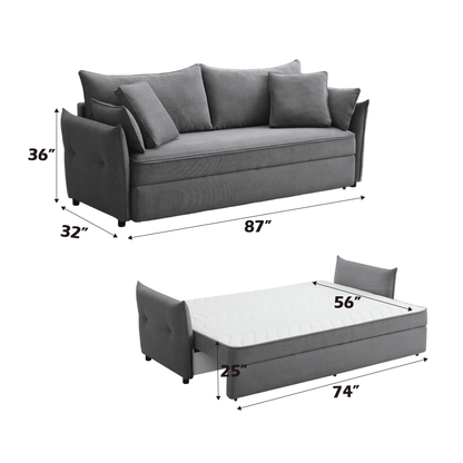 Irina Gray Fabric Sofa W/Sleeper (Toss Pillows Included) - 1st Choice Furniture Direct