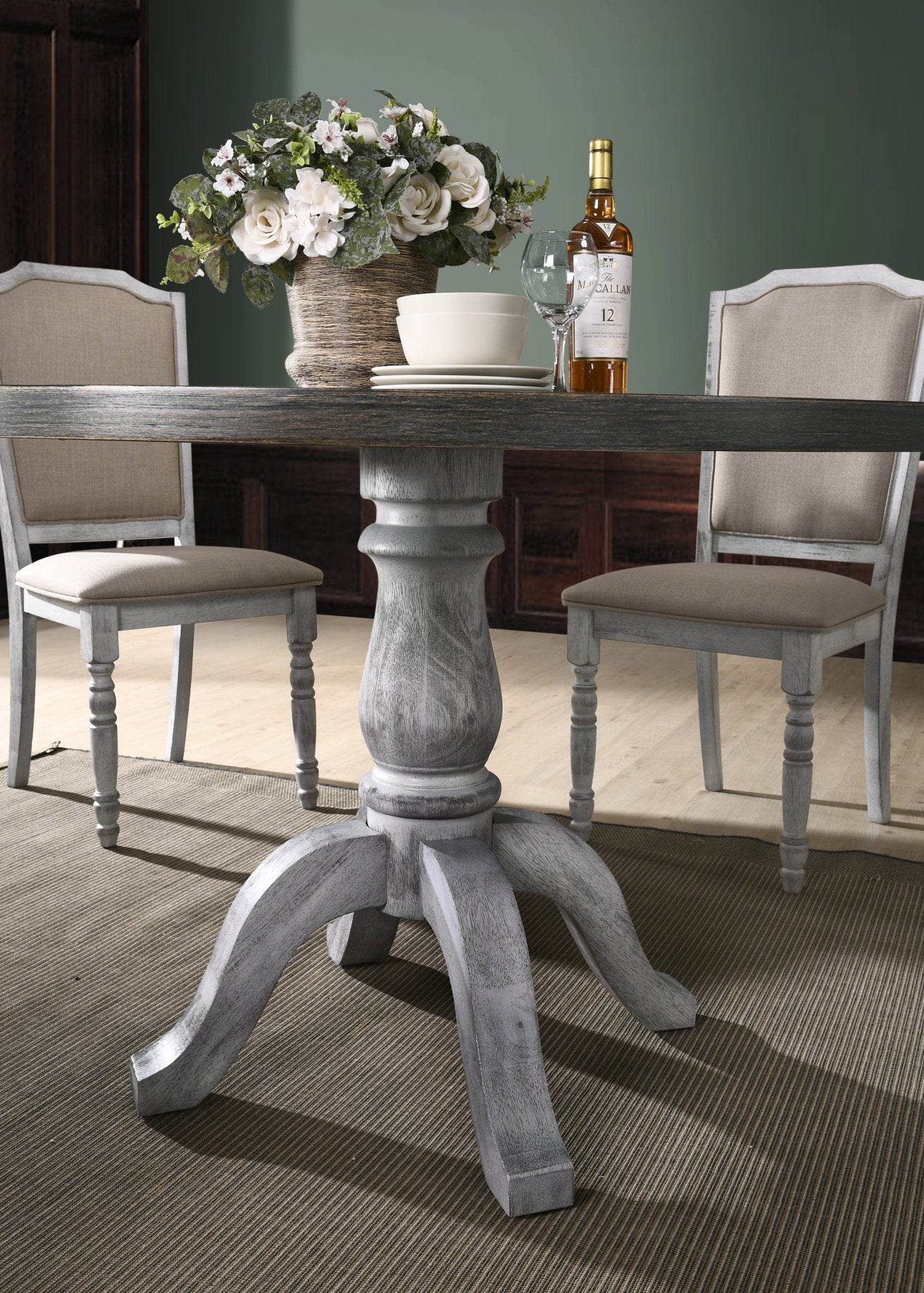 Iris Round Pedestal Wood Dining Table - 1st Choice Furniture Direct