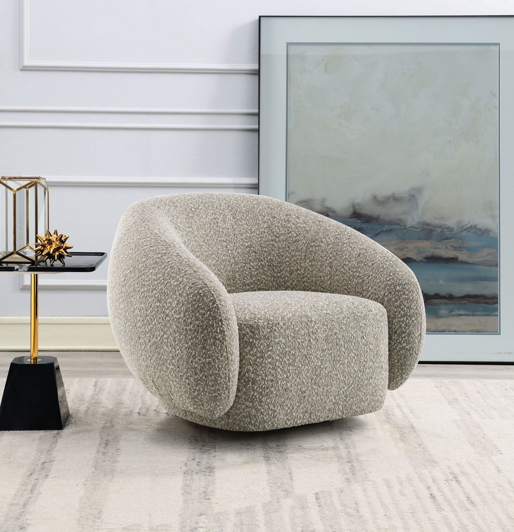 Isabel Brown Boucle Chair W/Swivel - 1st Choice Furniture Direct