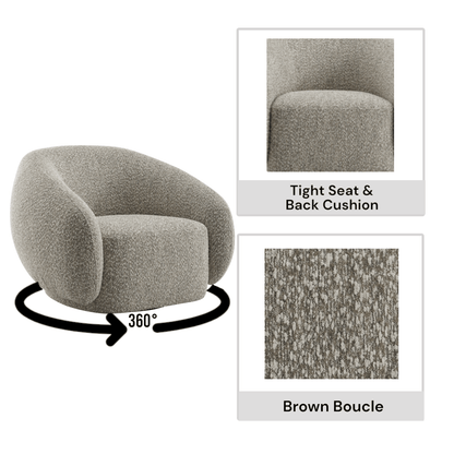 Isabel Brown Boucle Chair W/Swivel - 1st Choice Furniture Direct