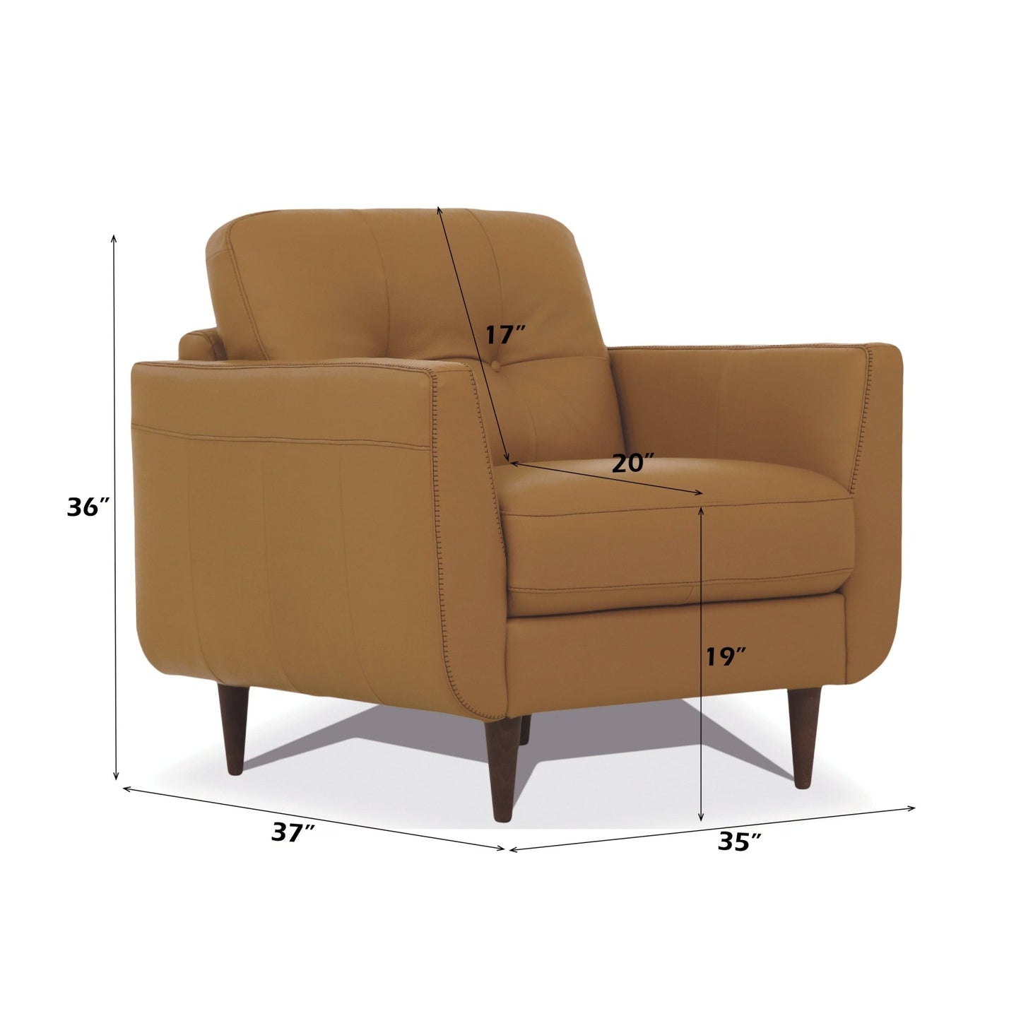 Italian Camel Leather Accent Chair | Tufted Modern Lounge Chair - 1st Choice Furniture Direct