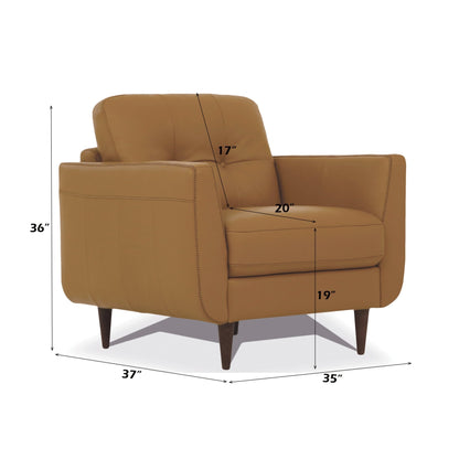 Italian Camel Leather Accent Chair | Tufted Modern Lounge Chair - 1st Choice Furniture Direct