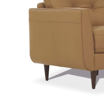 Italian Camel Leather Accent Chair | Tufted Modern Lounge Chair - 1st Choice Furniture Direct